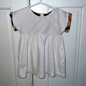 Girls’ Burberry dress white with plaid cuffs size 3y